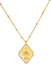 Load image into Gallery viewer, Hamsa Ornate Necklace Gold