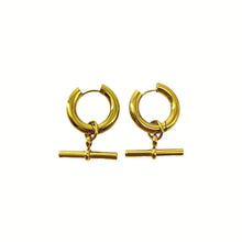 Load image into Gallery viewer, Ivy T Bar Hoop Earring Gold
