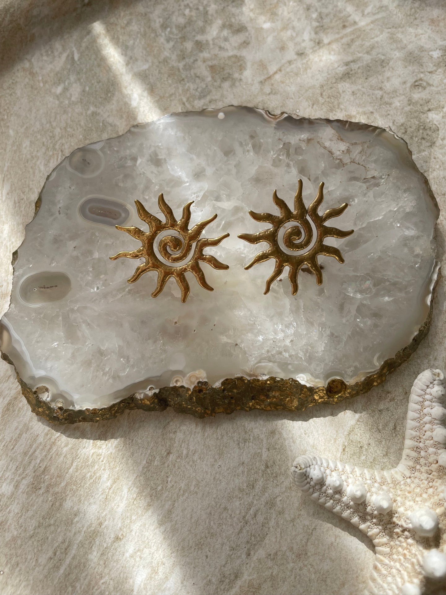 Spiral Sun Stud Earring Gold