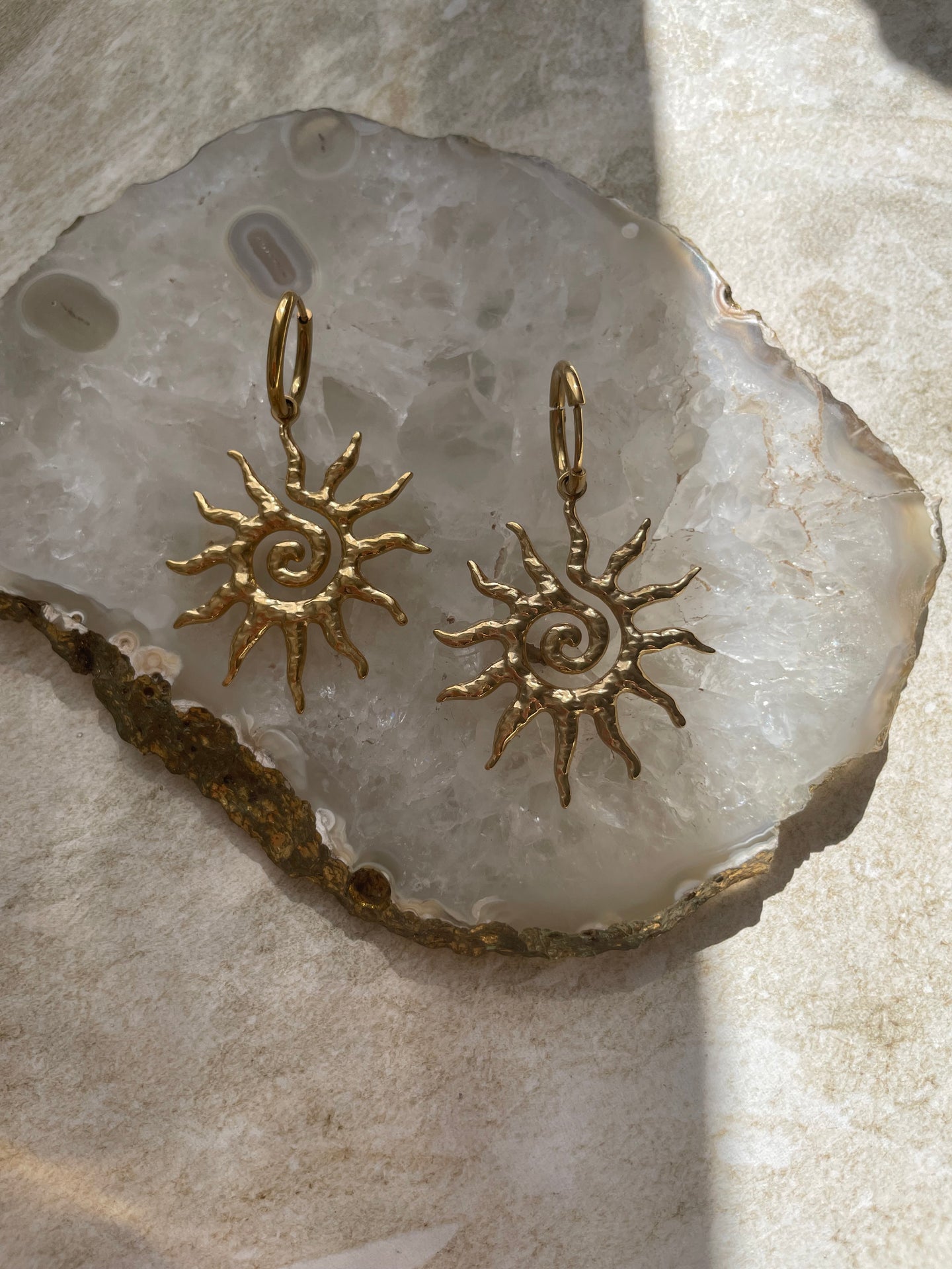 Spiral Sun Hoop Earring Gold