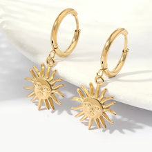 Load image into Gallery viewer, Sun Hoop Earring Gold
