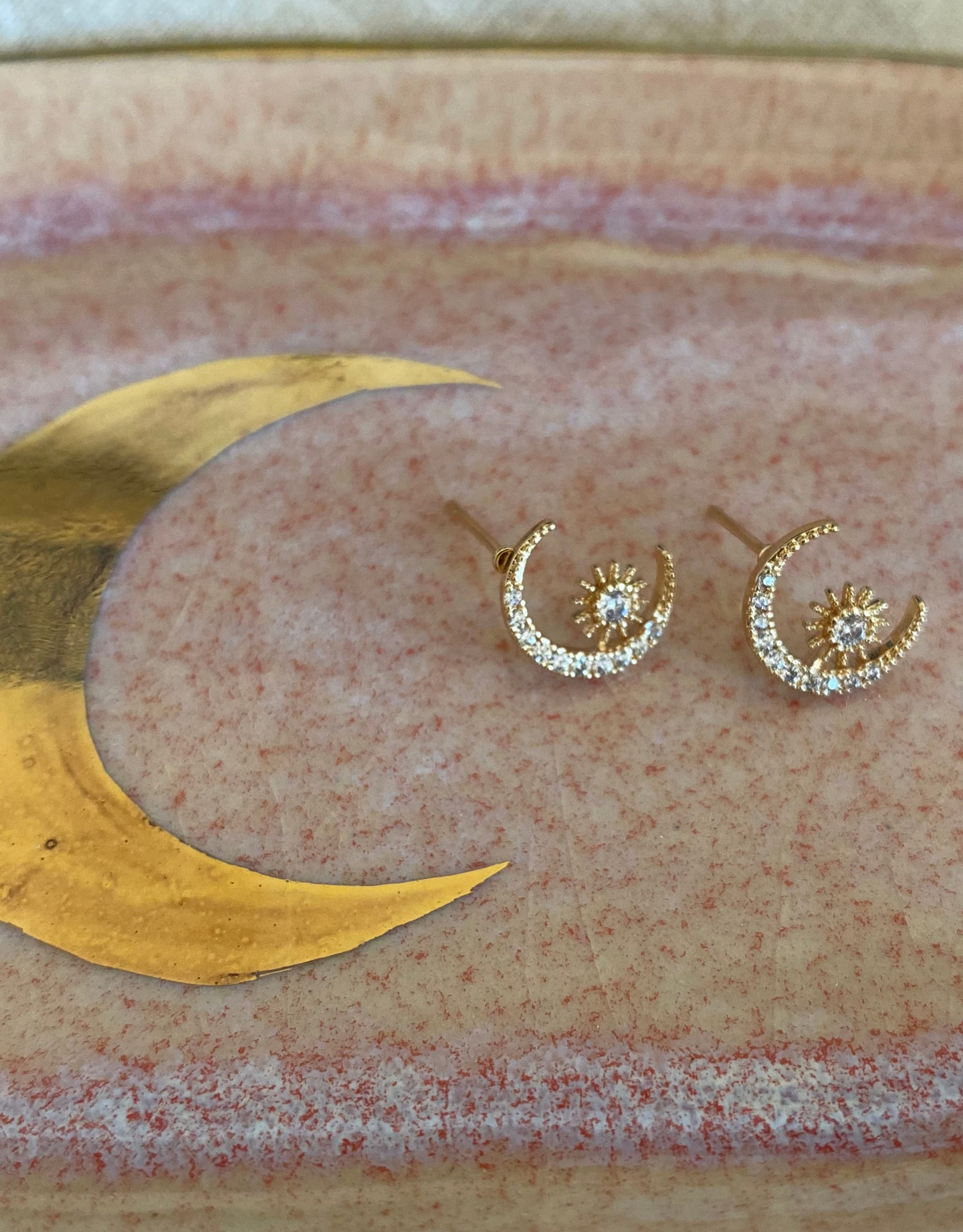 Celena crescent moon & star stud earring
